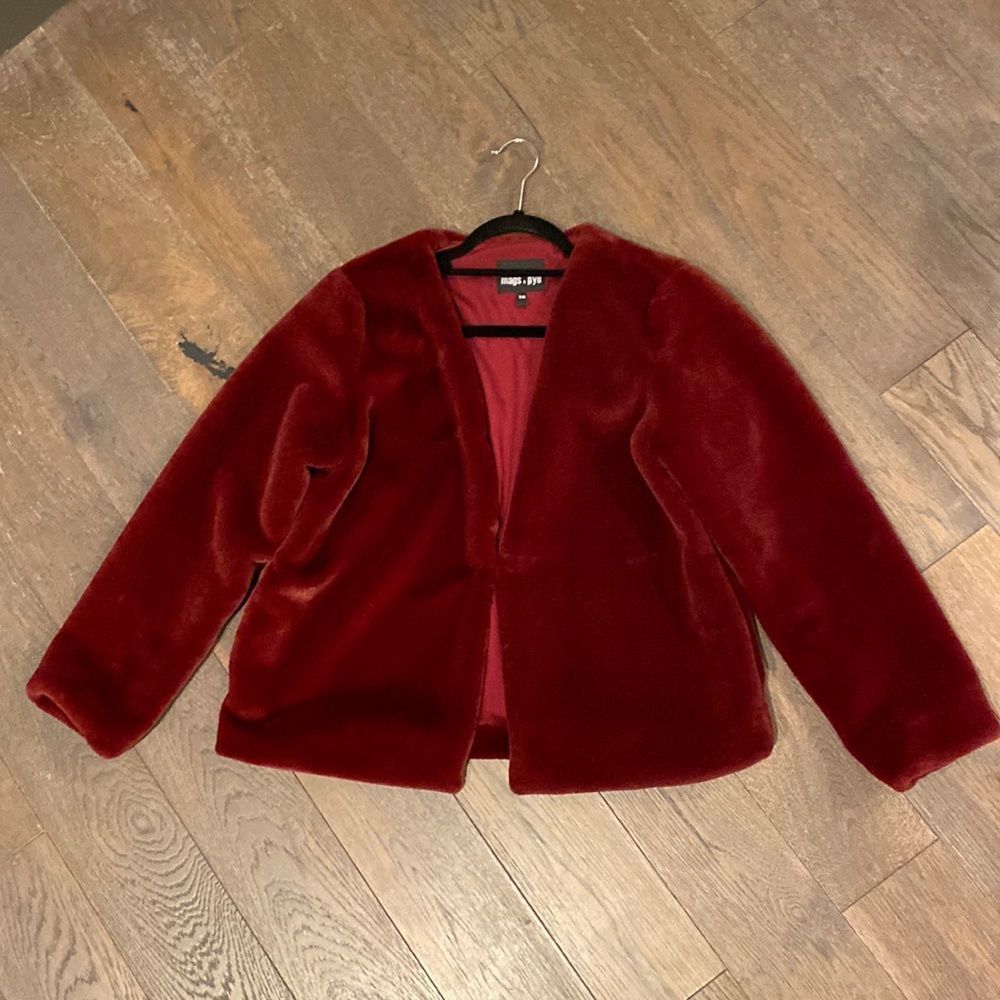 Mags & Pye Faux Fur Jacket, Red